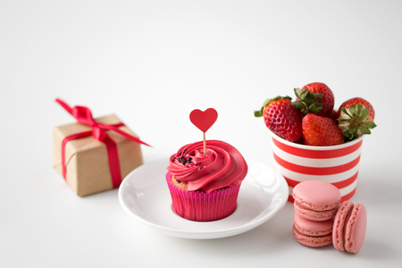 close up of red sweets for valentines dayの写真素材