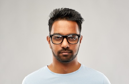 indian man or student in eyeglassesの写真素材