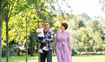 happy family at summer park
