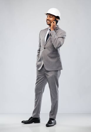 indian male architect calling on smartphoneの写真素材