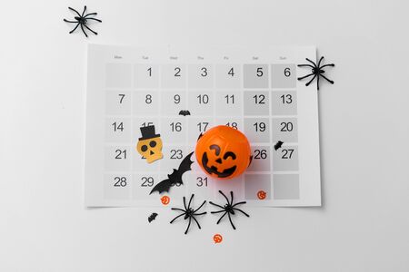 halloween party decorations and calendarの写真素材