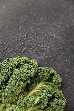 close up of kale cabbage on slate backgroundの写真素材
