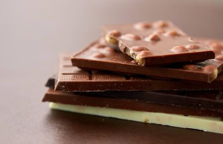 close up of different kind chocolate bars