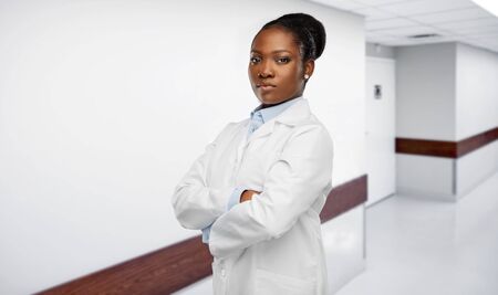 african american female doctor at hospitalの写真素材