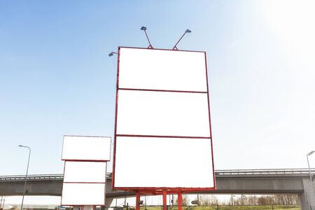 big white billboard template in cityの写真素材