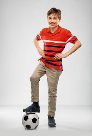 happy boy with soccer ballの写真素材