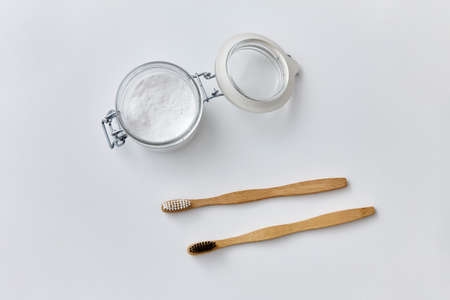 washing soda and wooden toothbrushes