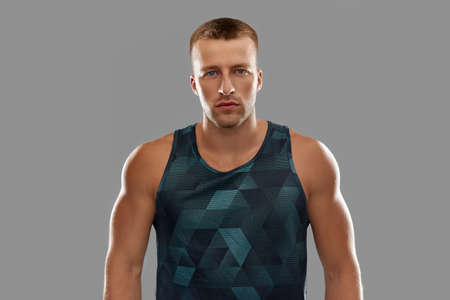 portrait of young man or bodybuilderの写真素材