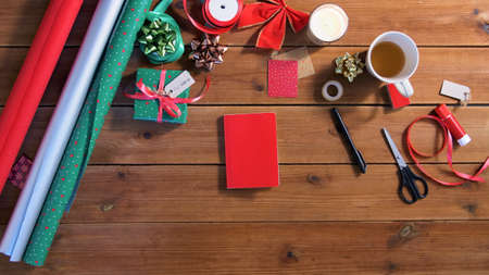 different stuff for christmas gifts wrappingの写真素材