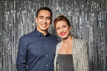 happy couple in party clothes