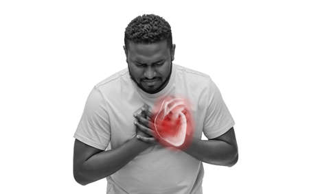 african american man suffering from heart acheの写真素材