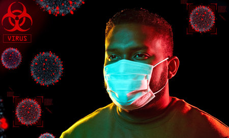 african american man wearing medical mask