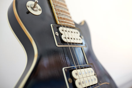 close up of bass guitar strings