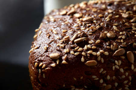 homemade craft bread with seeds on table