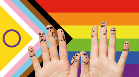 close up of hands and fingers with  weddingの写真素材
