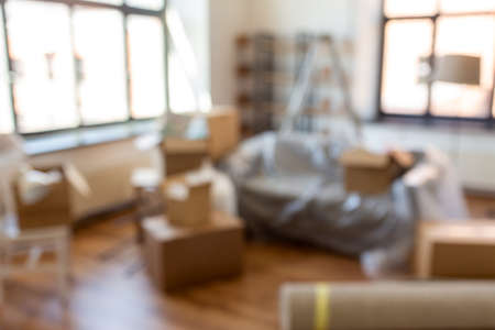 boxes with stuff at new homeの写真素材