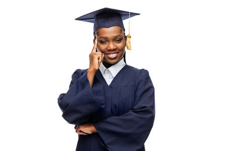 happy female graduate student in mortarboardの写真素材