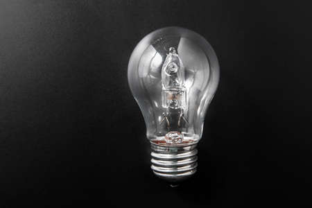 close up of lightbulb on black backgroundの写真素材