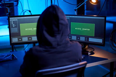 hacker using computer virus for cyber attack