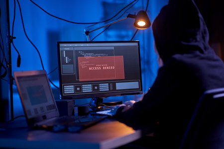 hacker using computer virus for cyber attack