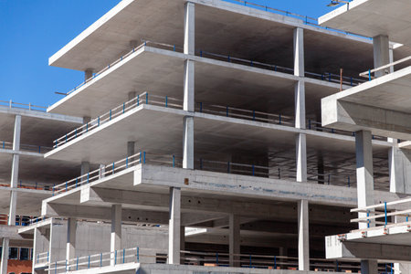 modern building construction over blue skyの写真素材