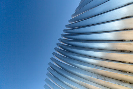 modern building construction part over blue sky