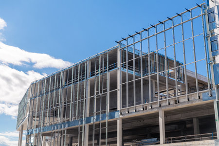 modern building construction over blue sky