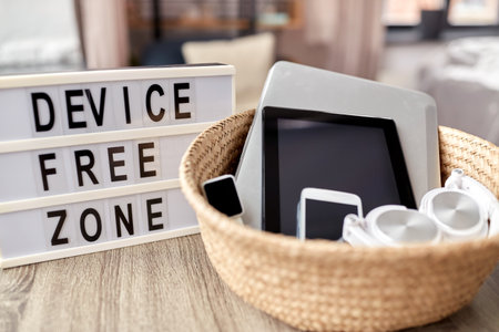 gadgets and device free zone words on light box