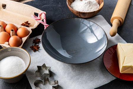 close up of cooking and baking ingredientsの写真素材