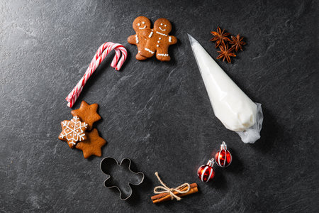 close up of gingerbread cooking ingredientsの写真素材