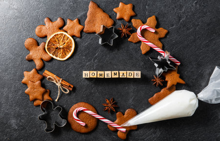 close up of gingerbread cooking ingredientsの写真素材