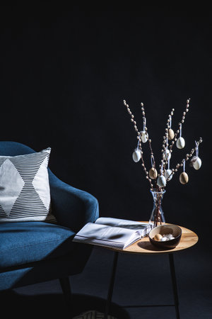 interior set for easter holidays in dark room