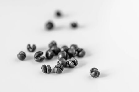 Closeup of fishing sinkers on a white background.の写真素材