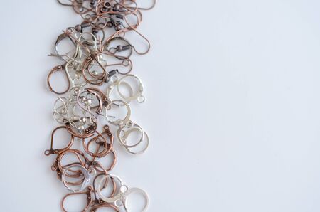 Assorted jewelry making supplies background with space for textの写真素材