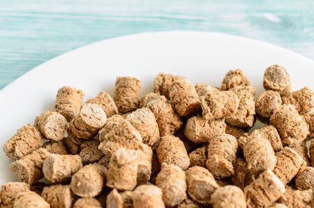crispy rye bran in the white plate, healthy dieting snackの写真素材
