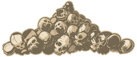 illustration of pile of cracked and broken skulls. Makes a great のイラスト素材