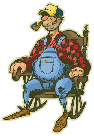 an Elderly Man in a Rocking Chairのイラスト素材