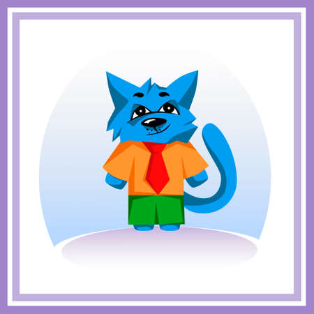 A card with an artful blue catのイラスト素材