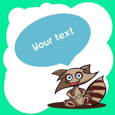 cute little raccoon with a big tail on a white backgroundのイラスト素材