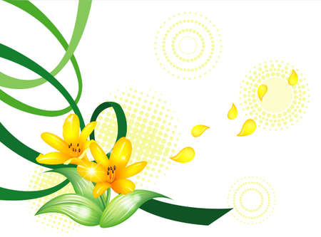 Background Collection Vol.01_Ribbon and yellow flowersのイラスト素材