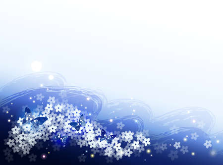 Background Collection Vol.01_A butterfly fills a flower gardenのイラスト素材