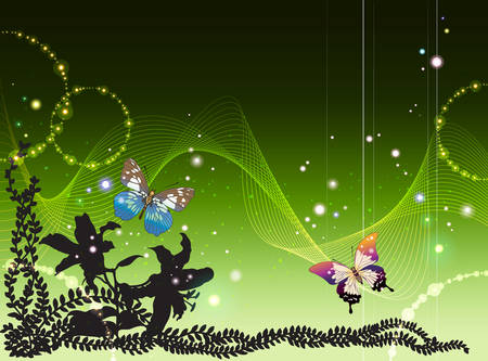Background Collection Vol.01_Butterflies fly through the forestのイラスト素材