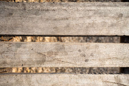 close up decorative background of old wooden bridge floorの写真素材