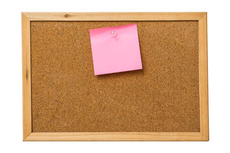 pink sticky notes on cork  boardの写真素材