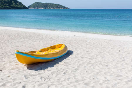 Canoes on the sand beach