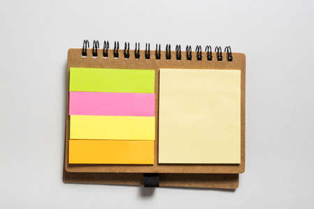 warm tone colot sticky note on white table