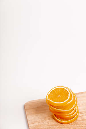 tower  Sliced of orange on Chopping board