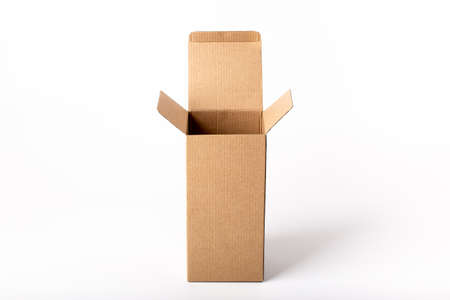 blank label cardboard box  on white background