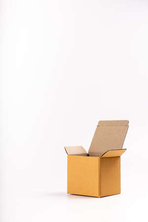blank label cardboard box  on white background