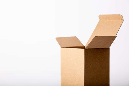 blank label cardboard box  on white background